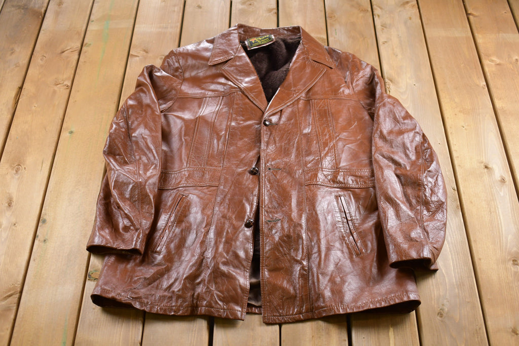 Vintage 1980s Reed Sportswear Fur Lined Leather Jacket