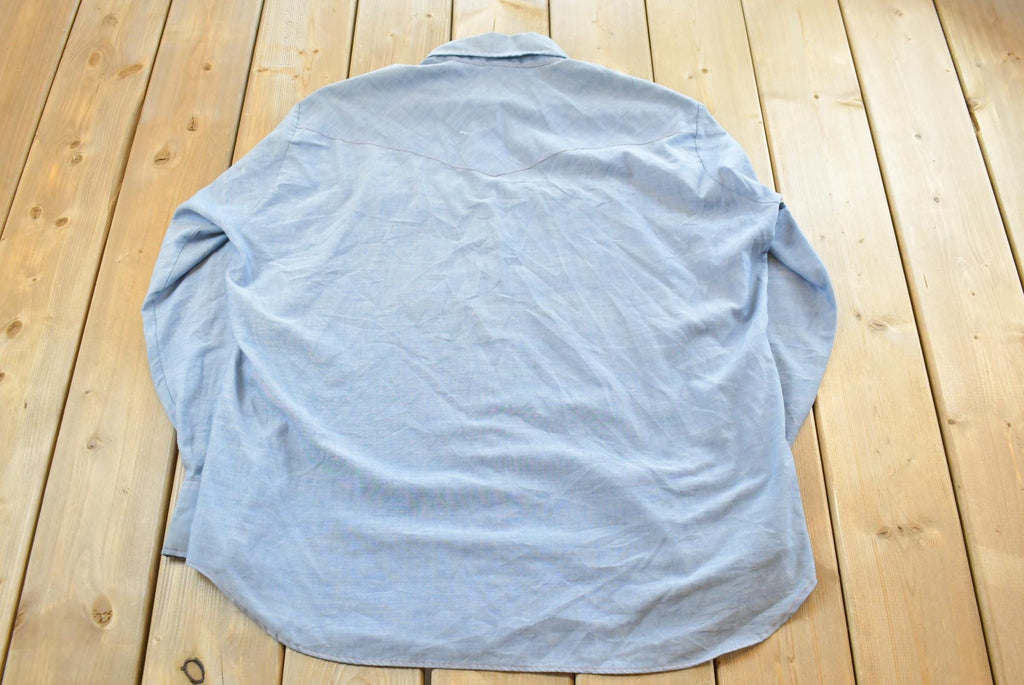 Vintage 1980s Ely Plains Chambray Button Up Shirt Men's XL /