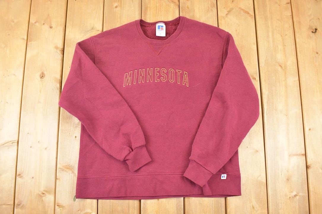 Vintage 1990s Russell Minnesota Embroidered University Crewneck Sweater Womens XL