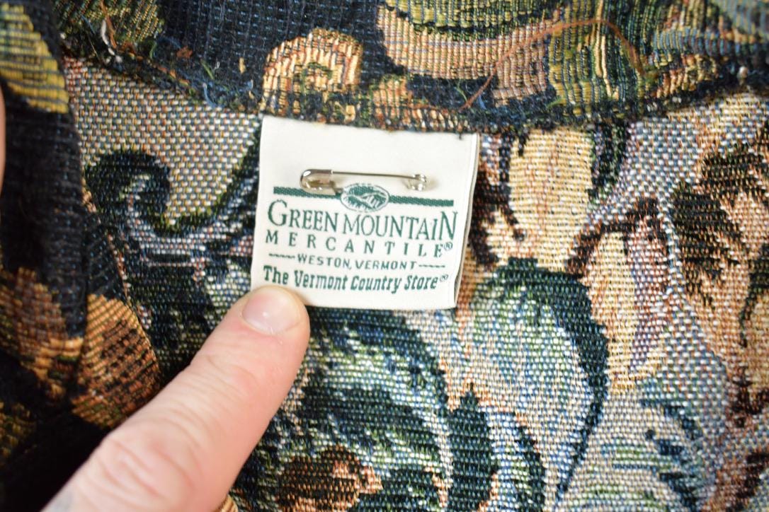 Vintage 1990s Green Mountain Knit Floral Pattern Button Up Dinner Jacket
