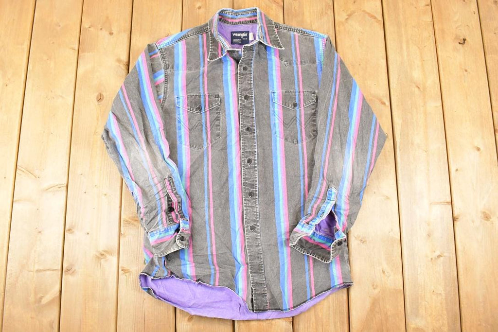 Vintage 1990s Wrangler Striped Rodeo Button Up Shirt Men's L