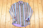 Vintage 1990s Wrangler Striped Rodeo Button Up Shirt Men's L