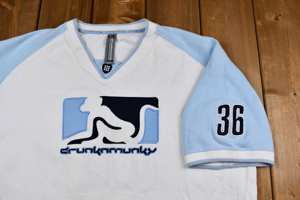 Vintage Y2K Drunk Munkey Jersey-Style T-Shirt