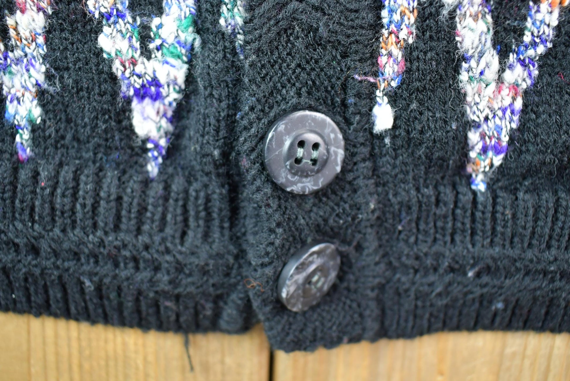 Vintage 1990s Concrete Abstract pattern Half Button Cardigan Knit Sweater