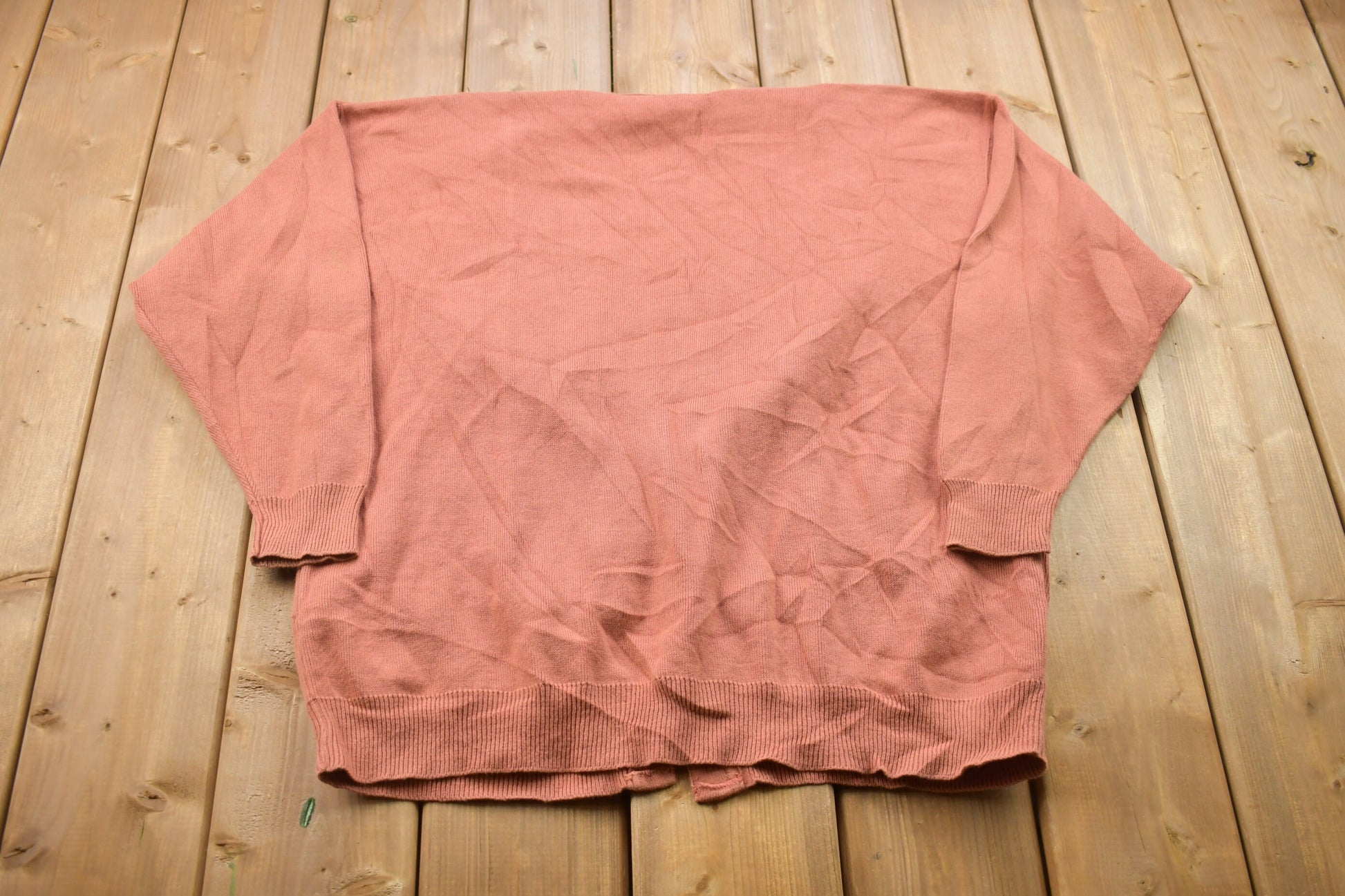 Vintage 1980s Pink Knit Cardigan Sweater / Vintage Cardigan / Button Up / Patchwork / Embroidered / Made In USA