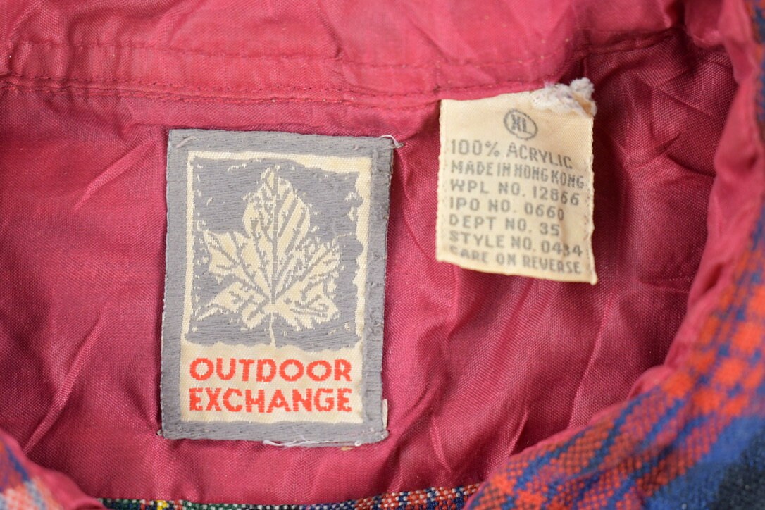 Vintage 1990s Outdoor Exchange Plaid Button Up Shirt / Lined / 1990s Button Up / Vintage Flannel / Basic Button Up