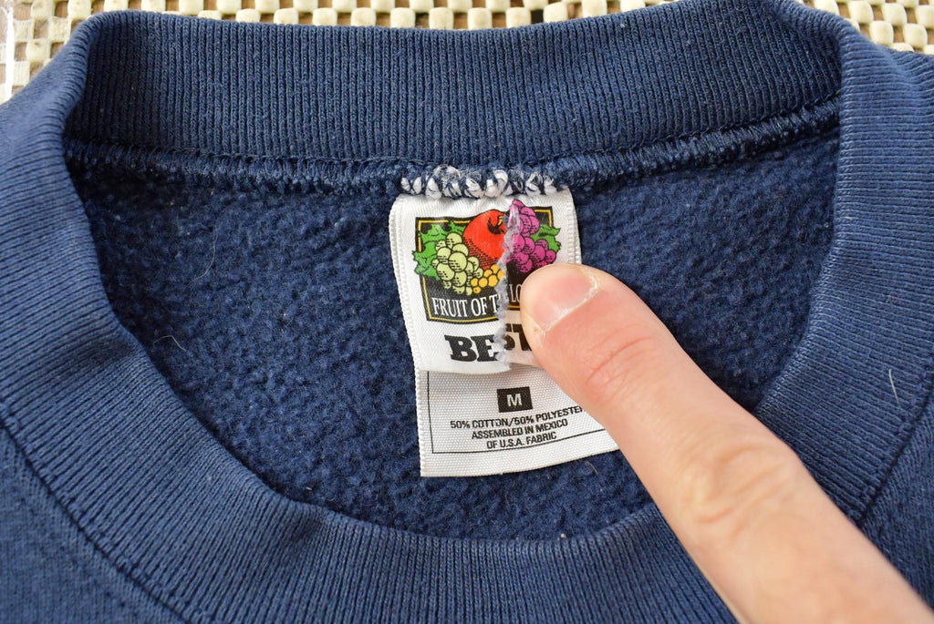Vintage 1990s Fruit Of The Loom Blank Blue Crewneck Sweatshirt Mens M