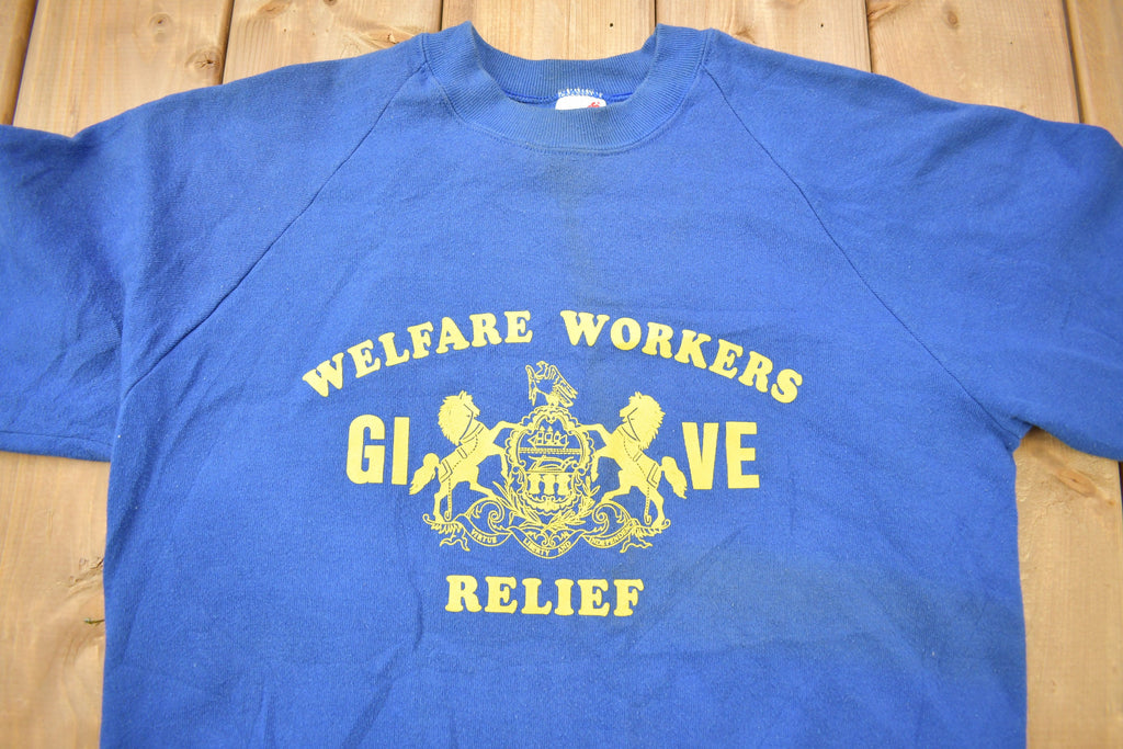 Vintage 1990s Welfare Workers Relief Raglan Crewneck Sweatshirt