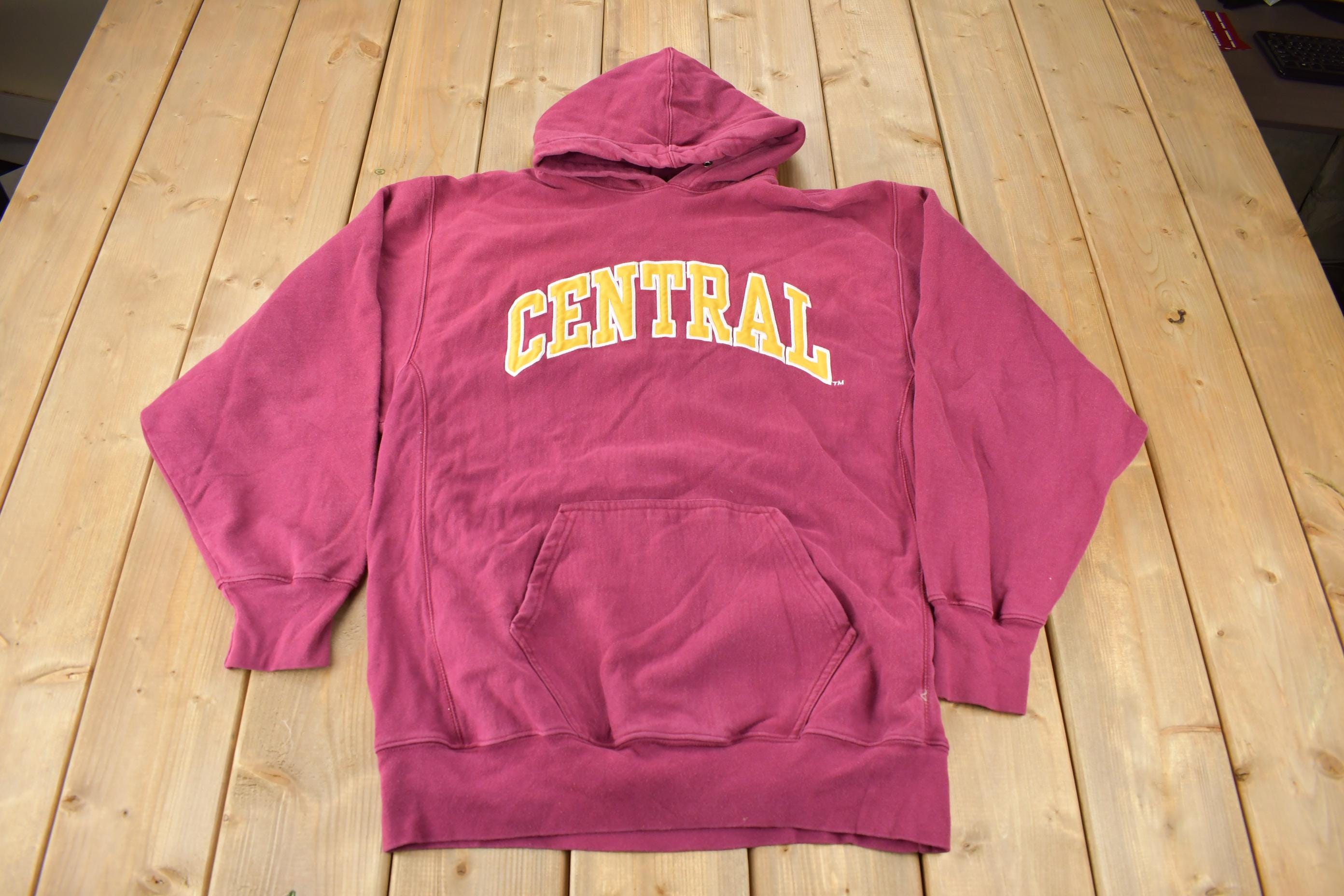 Vintage Y2K Central Embroidered Collegiate Hoodie Size Large