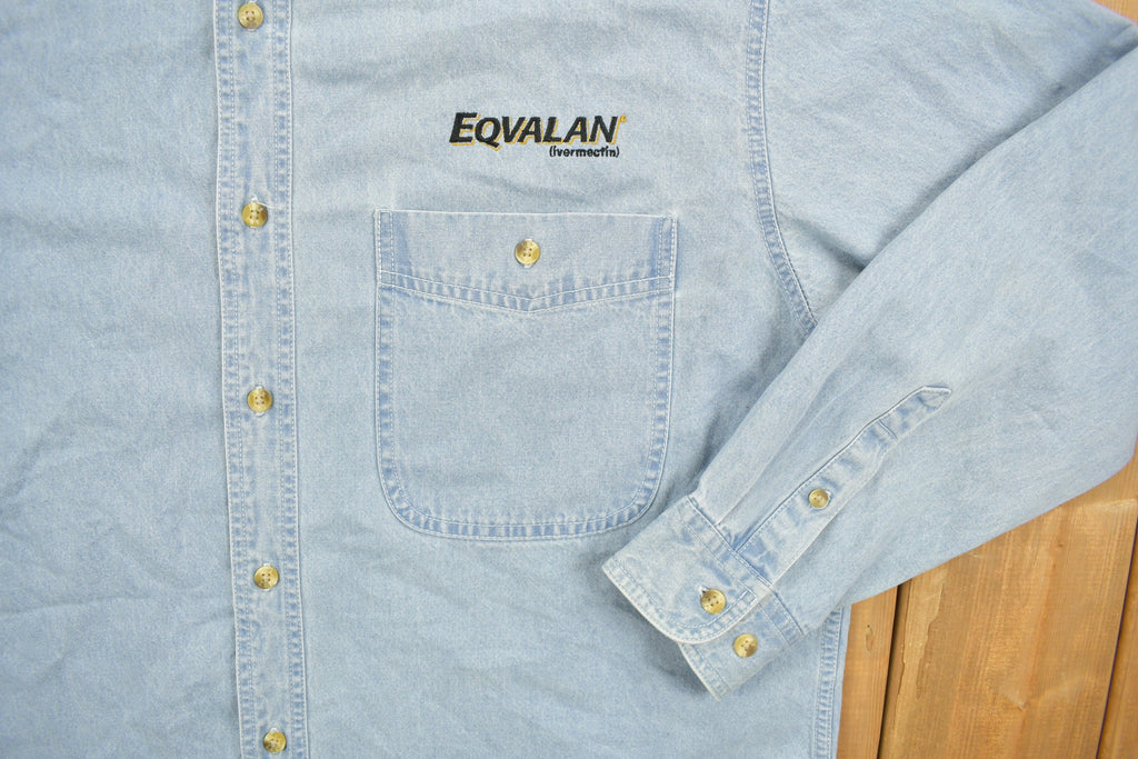 Vintage 1990s Eqvalan Embroidered Denim Button Up Shirt /