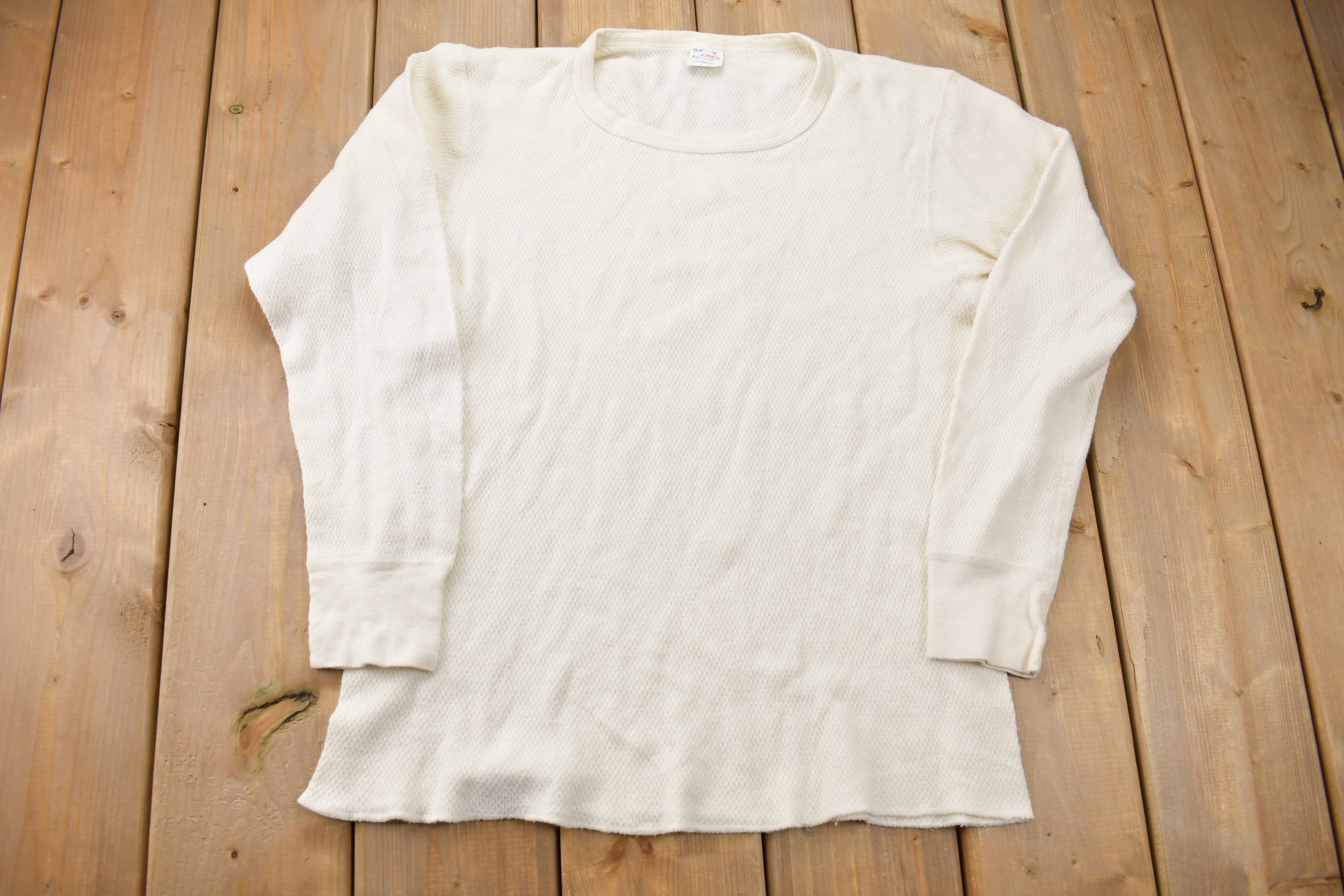 Vintage 1980s Jockey Thermal Underwear Waffle Knit Thermal Crewneck