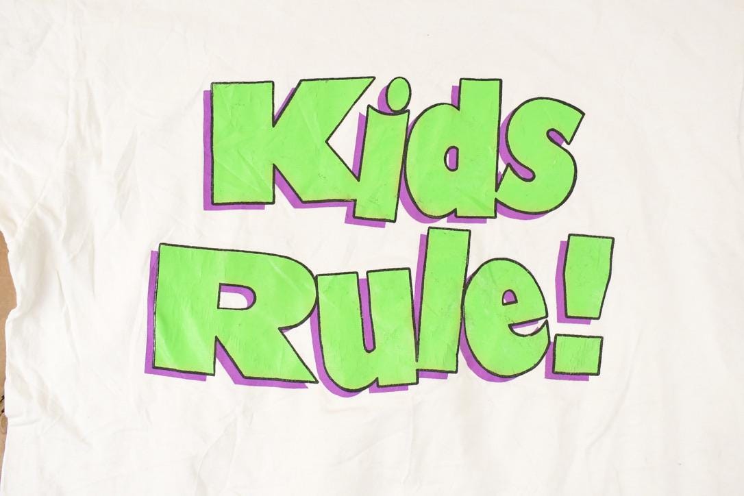 Vintage 1990s Kids Rule Souvenir Cartoon T-Shirt Men's M