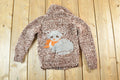 Vintage 1960s Youth Hand Knit Wool Mouse Sweater 4T