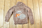 Vintage 1960s Youth Hand Knit Wool Mouse Sweater 4T