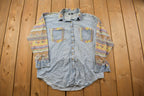 Vintage 1990s SKM Abstract Denim Button Up Shirt