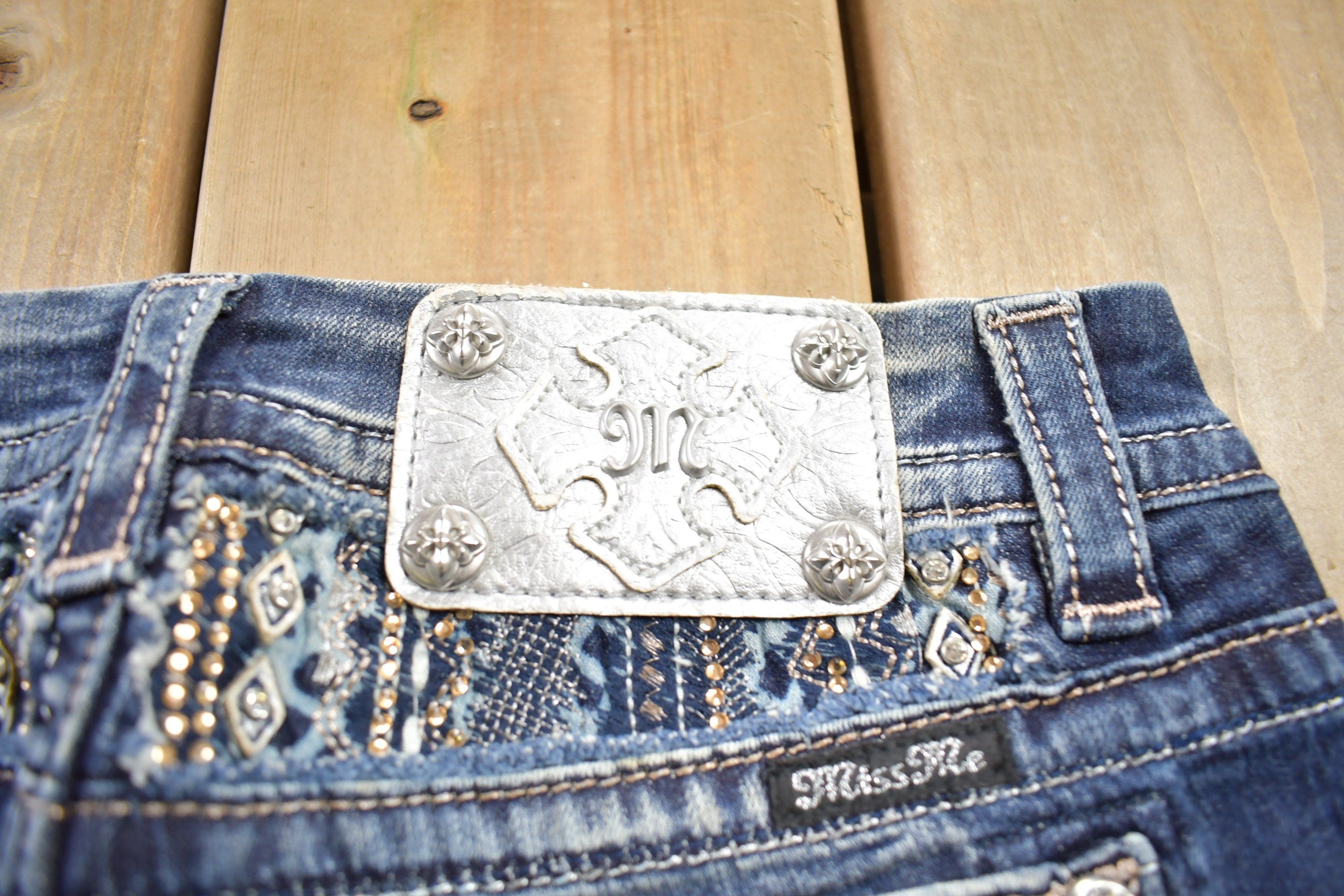 Vintage Y2K Miss Me Bedazzled Low Rise Jeans Size 26x32