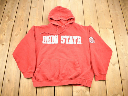 Vintage 1990s Ohio State University Buckeyes Collegiate Hoodie / Embroidered / NCAA Sweatshirt / Sportswear / Americana / Patchwork