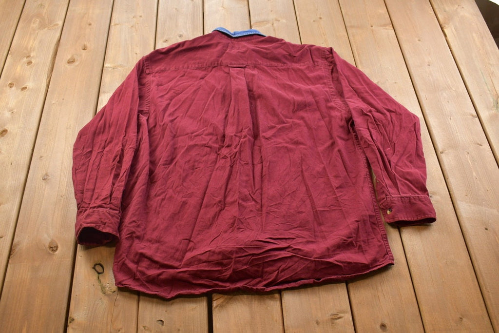Vintage 1990s Blank Nautica Denim Collar Button Up Shirt