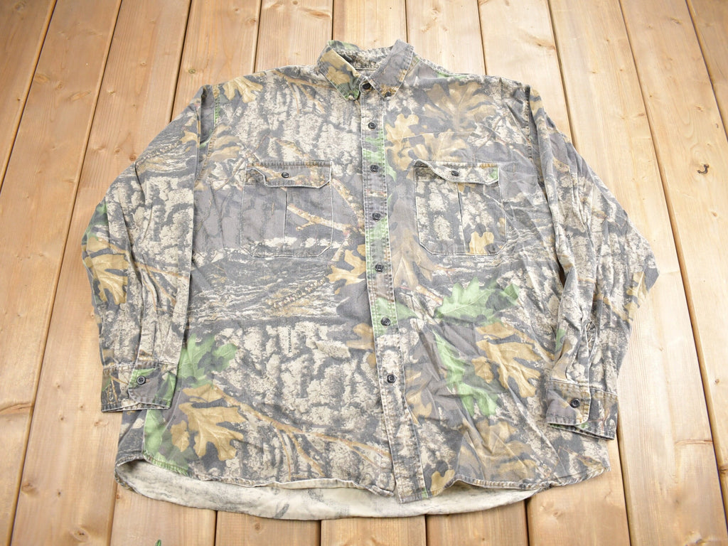 Vintage 1990s Tree Bark Camouflage Button Up Shirt