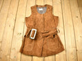 Vintage Early 1970s Genuine Leather Suede Buckle Vest