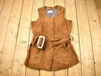 Vintage Early 1970s Genuine Leather Suede Buckle Vest