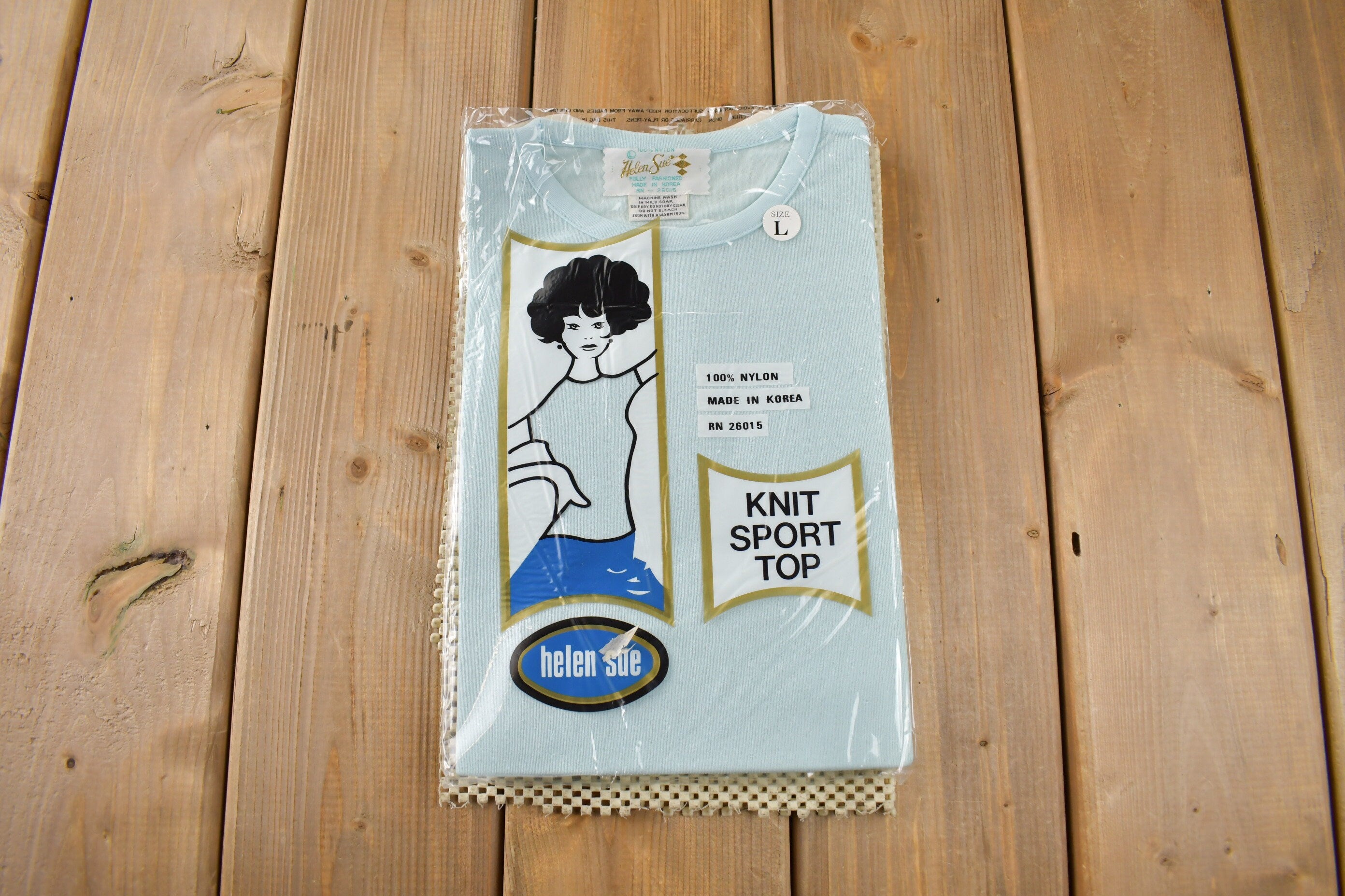 True Vintage 1960s Deadstock Helen Blank Blue Nylon T Shirt