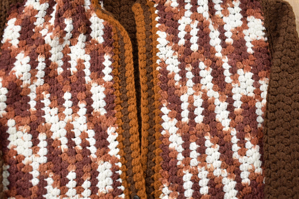 Vintage 1960s Crochet Knitted Sweater  Vintage 60s Cardigan  Pattern Sweater  Outdoor  Hand Knit  Crochet Cardigan  Knit Sweater