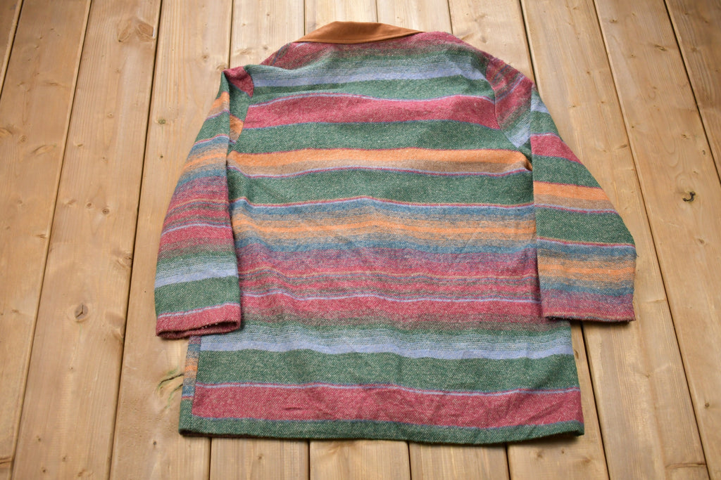 Vintage 1990s Ivy Wear Made In USA Striped Button Up Jacket
