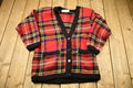 Vintage 1990s Marisa Christina Plaid Mohair Knitted Cardigan Sweater