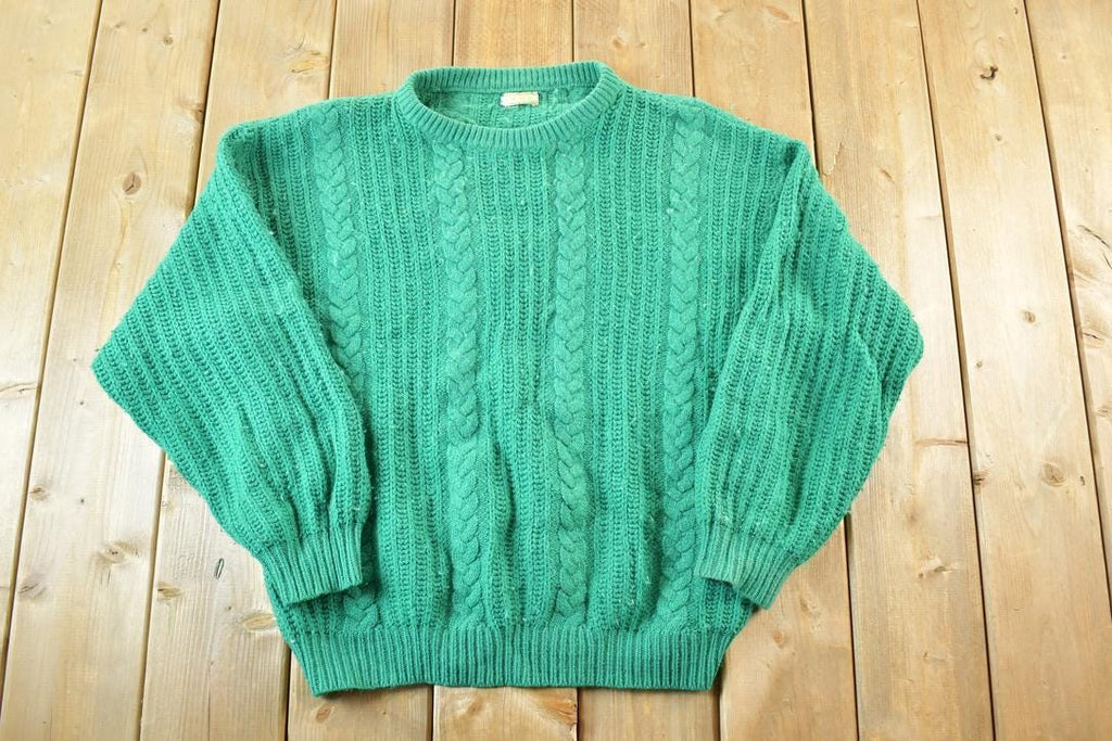 Vintage 1970s Benetton Wool Cable Knit Sweater Mens L