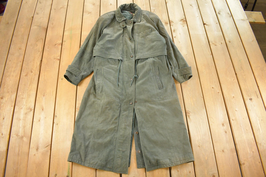 Vintage 1990s Adventure Bound Leather Trench Coat Men's Large