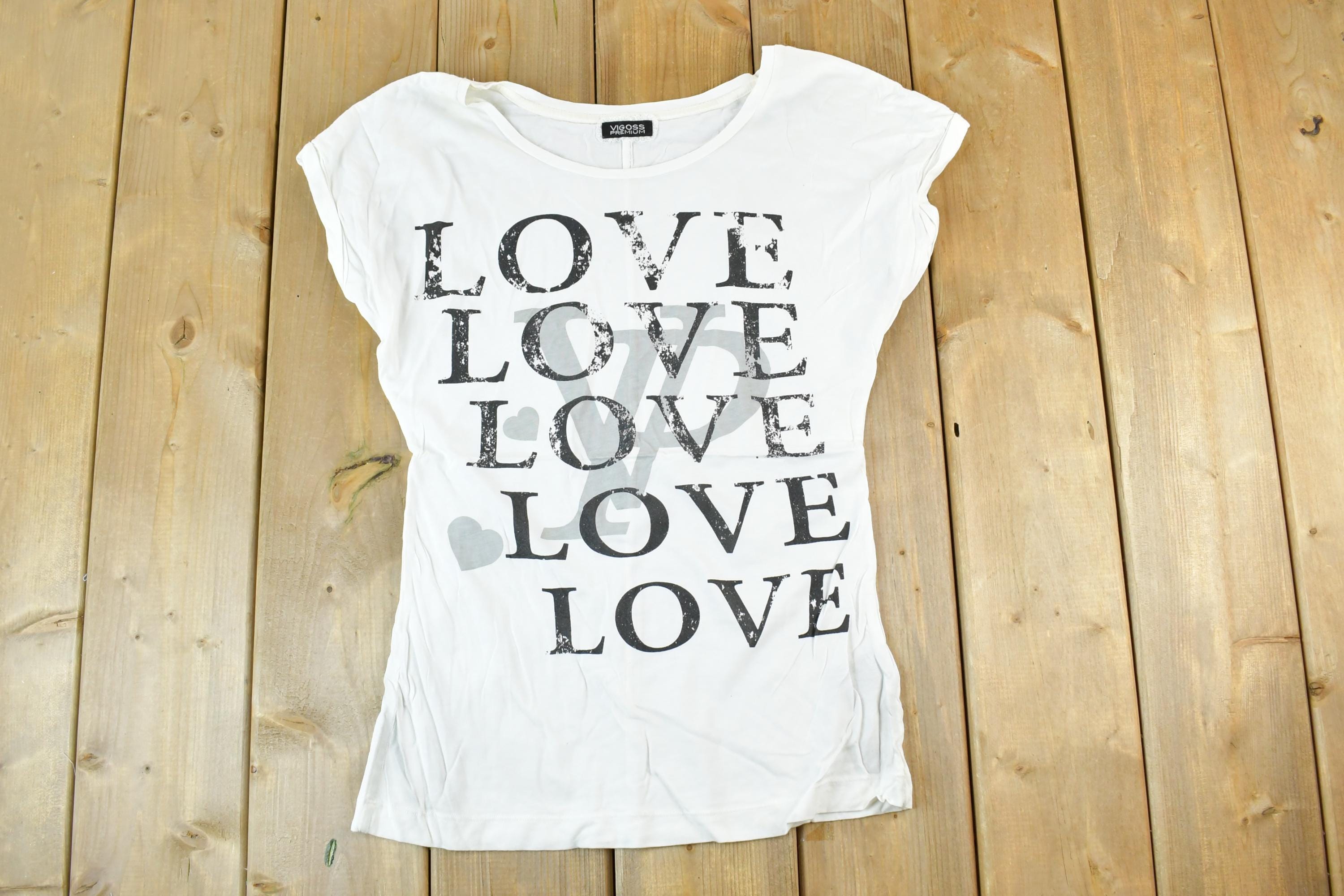 Women Vintage Vigoss Premium Y2K Love T-Shirt Vigoss Grunge Skull Print / Contrast Stitch / Internet Famous Clothing / Over Dyed