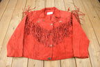 Vintage 1990s M Julian Red Suede Fringe Jacket