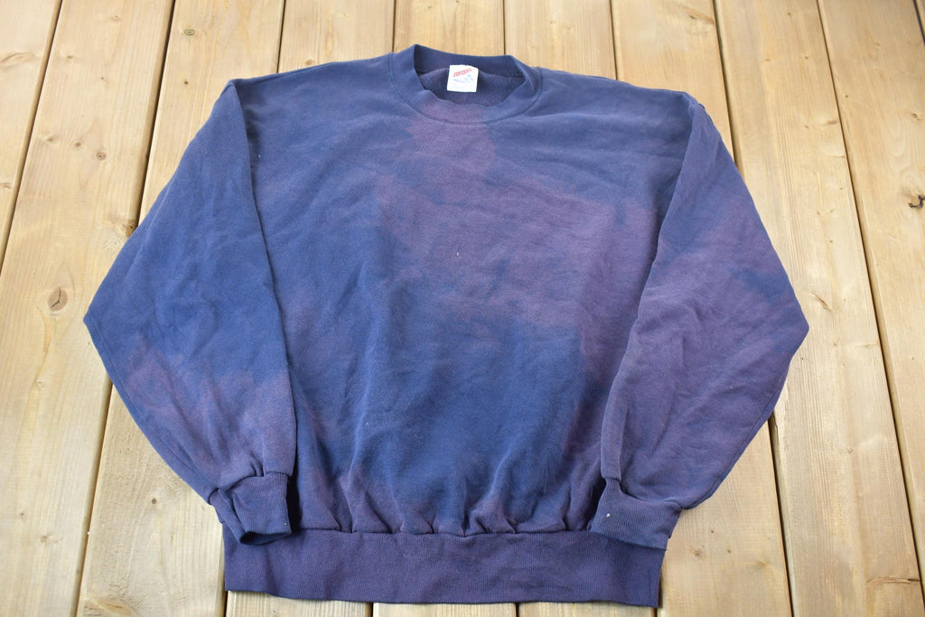 Vintage 1990s Navy Blue Bleached Crewneck Sweatshirt / Made In USA / 90s Crewneck / American Vintage / Distressed Crewneck