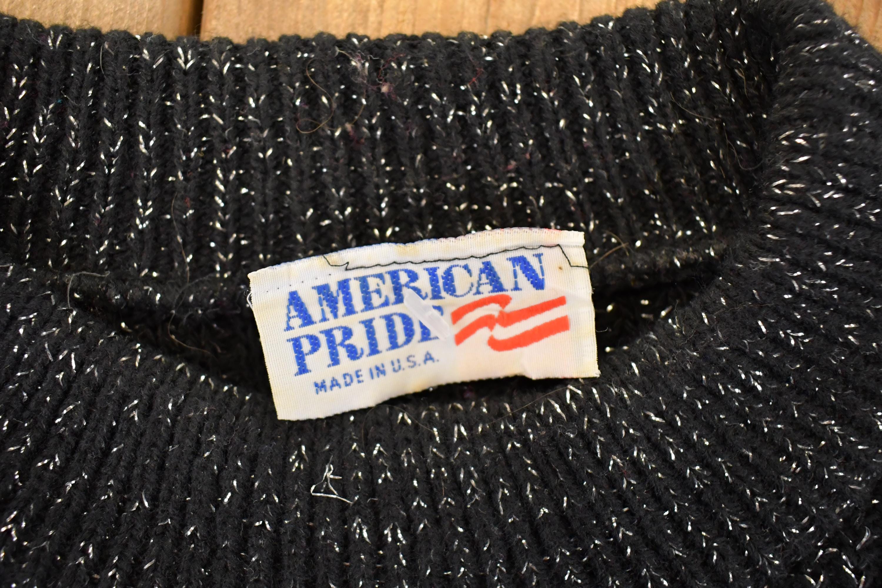 Vintage 1990s American Pride Sparkly Christmas Knit Crewneck Sweater Women's L