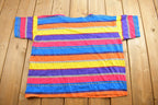 Vintage 1990s Colourful Striped Graphic T Shirt