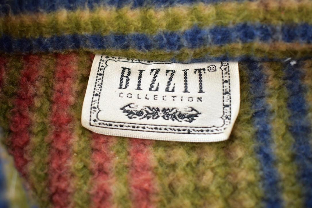 Vintage 1990s Bizzit Collection Striped Cozy Zip Up Long Sleeve Sweater