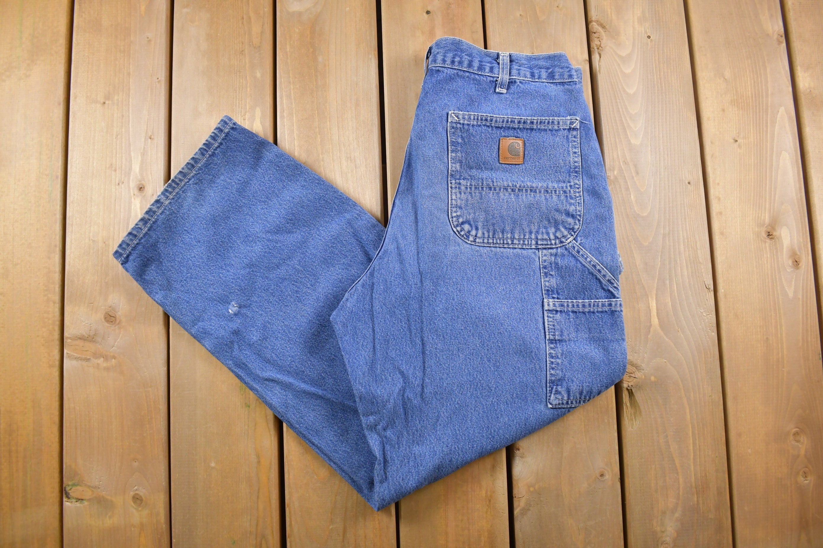 Vintage 1990s Carhartt Denim Cargo Jeans Size 34 x 30