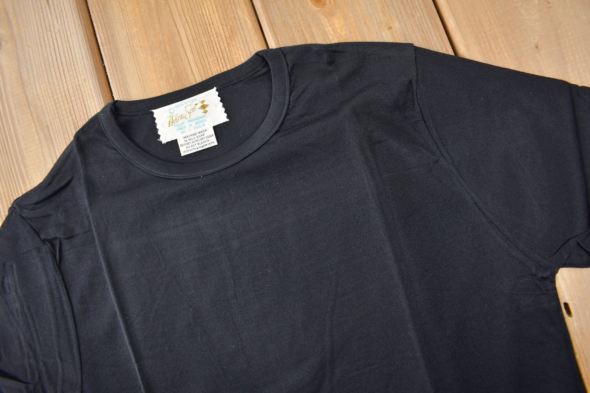 True Vintage 1960s Deadstock Helen Blank Black Nylon T Shirt