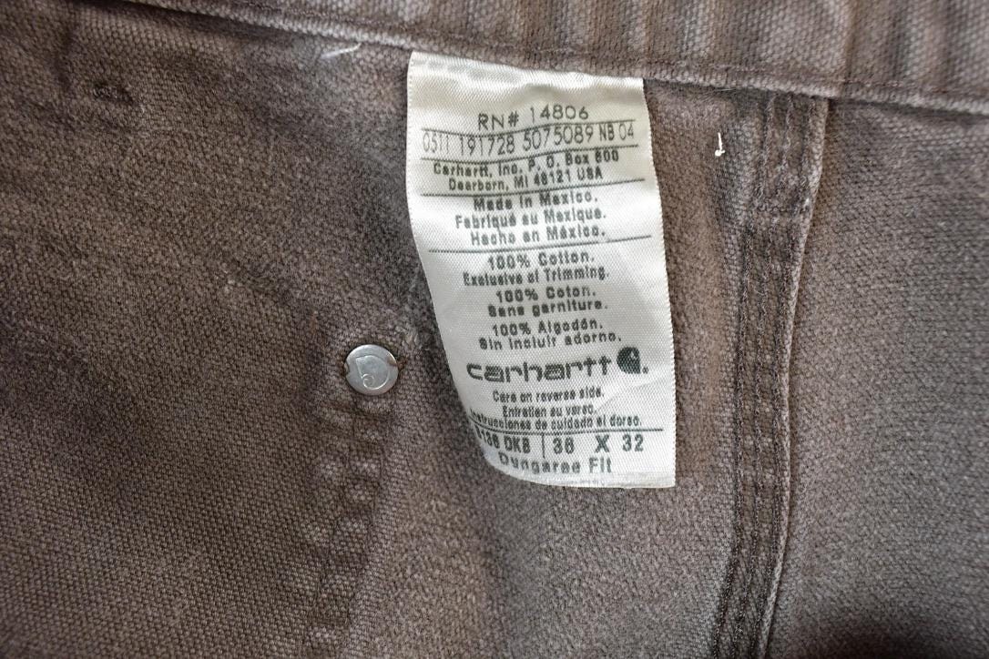 Vintage 1990s Carhartt Double Knee Light Brown Denim Work Pants Size 36 x 32