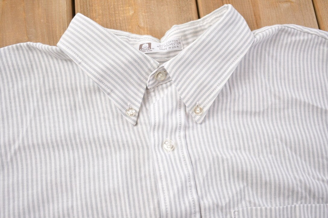 Vintage 1990s Golden V Vertical Striped Button Up Shirt