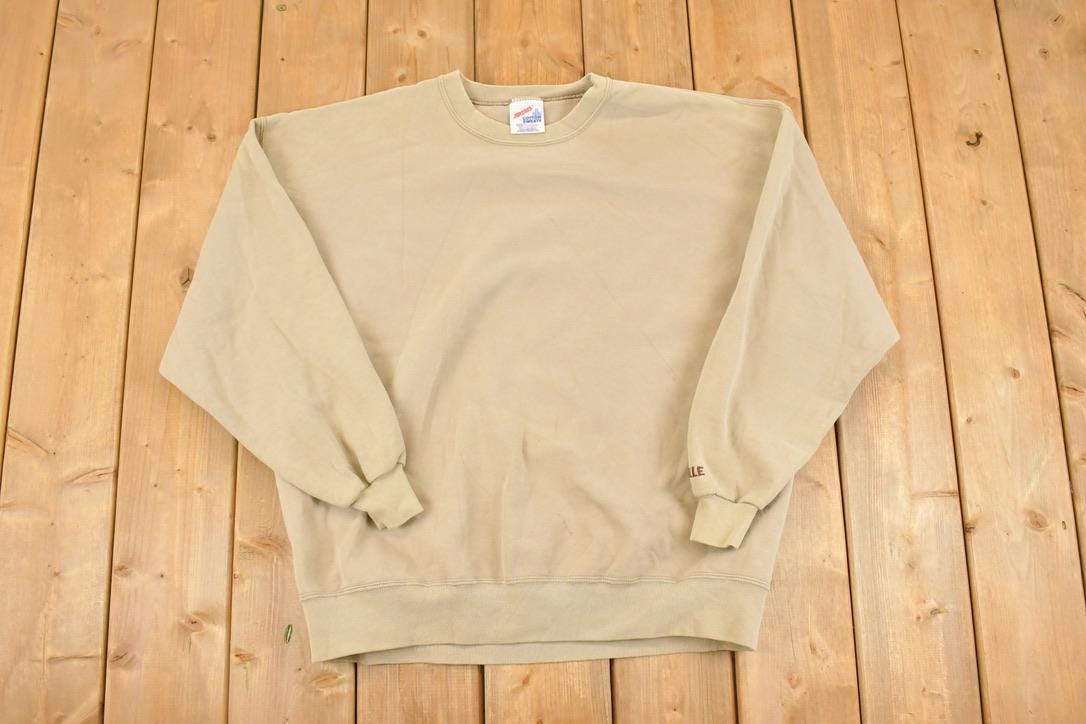 Vintage 1990s Jerzees Heavyweight Tan Blank Crewneck Sweatshirt Men's XXL