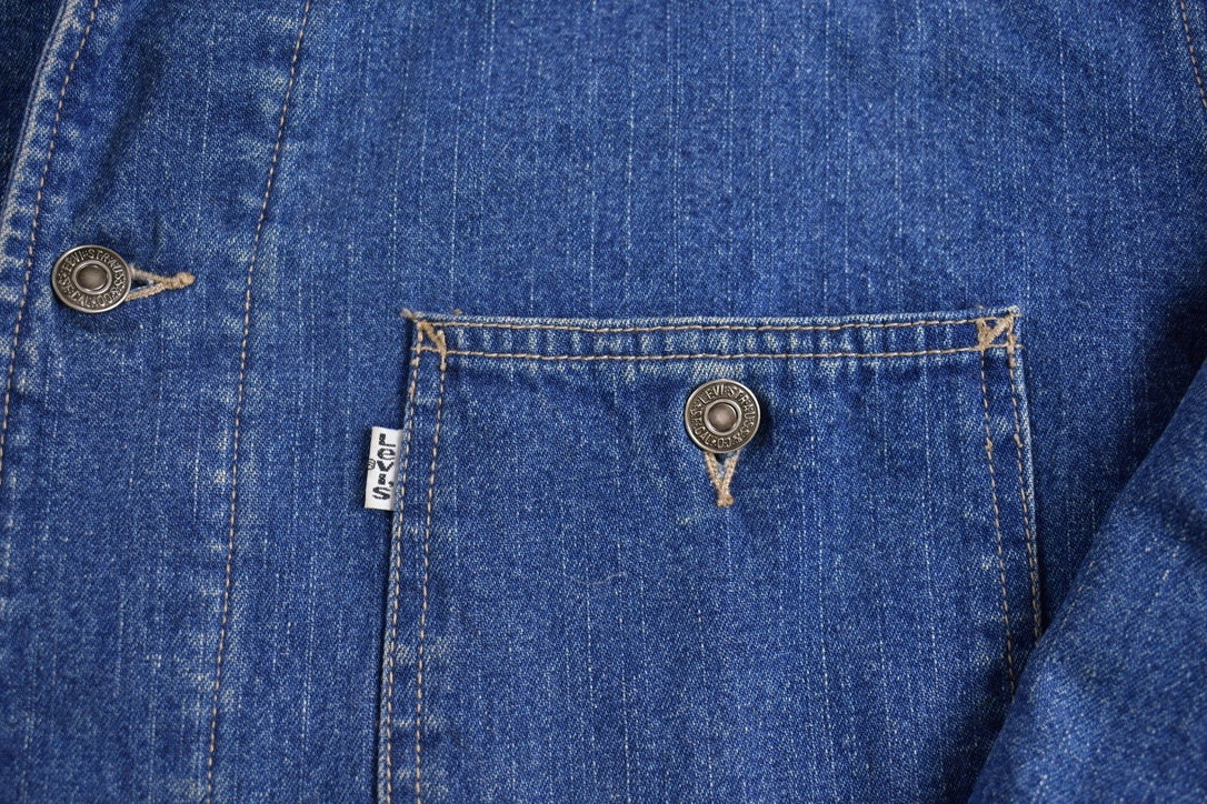 Vintage 1980s Levis Quilt Lined Denim Jean Chore Jacket