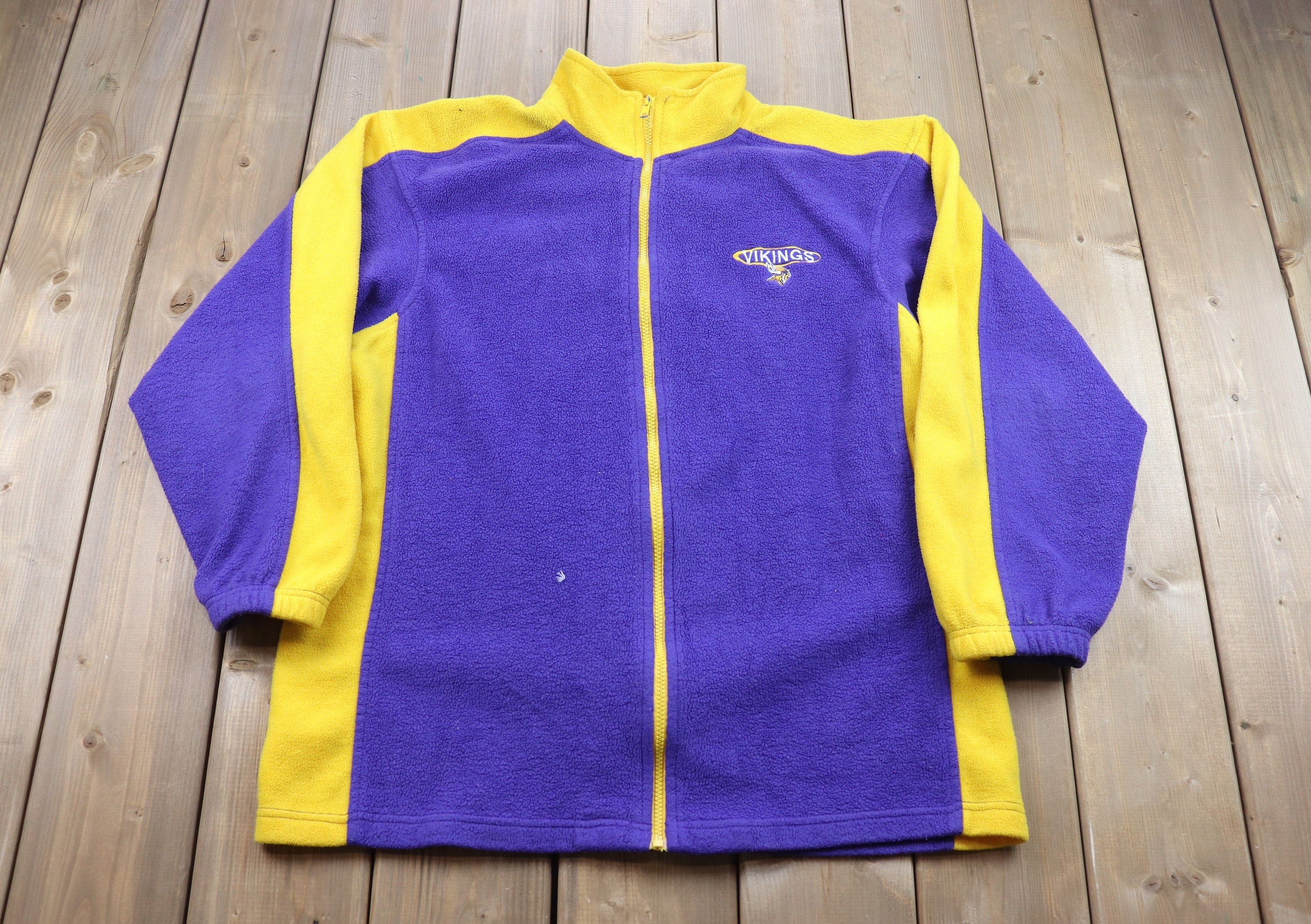Vintage 1990s Minnesota Vikings NFL Full Zip Fleece Sweater