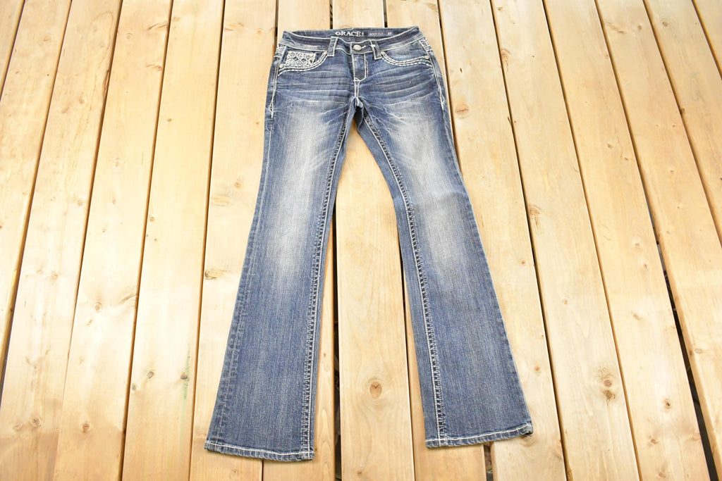 Vintage Deadstock Y2K Grace LA Bedazzled Low Rise Jeans Women's Size 27 x 32