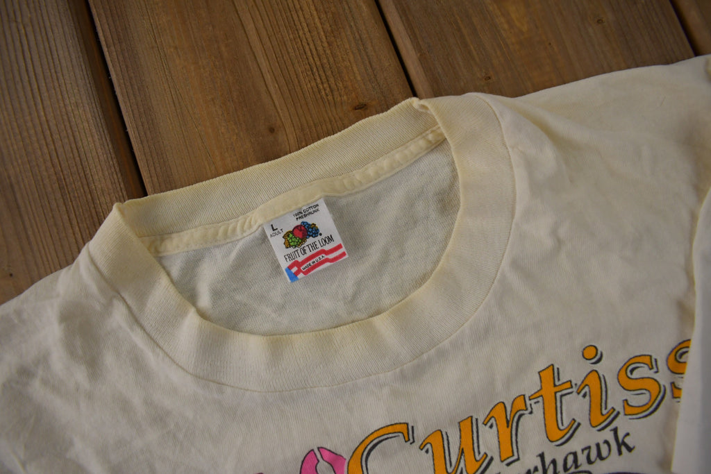Vintage 1990s P-40 Curtiss Warhawk Fighter Plane Single Stitch Graphic T Shirt Made In USA Size M