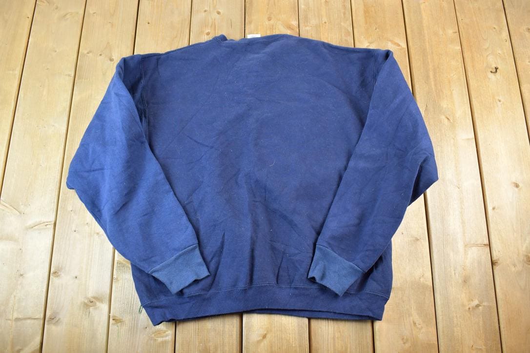 Vintage 1990s Blank Navy Heavyweight Crewneck Sweatshirt Made In USA