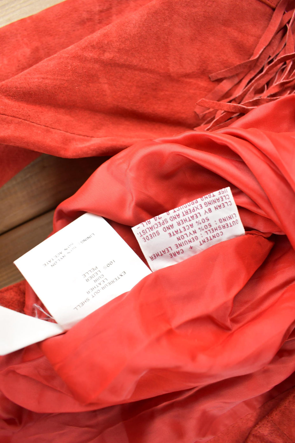 Vintage 1990s M Julian Red Suede Fringe Jacket