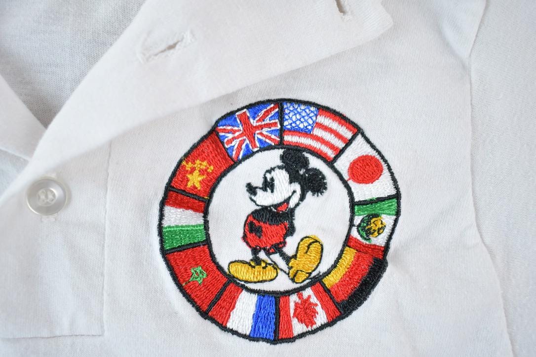 Vintage 1990s Youth Disney World Epcot Centre Cartoon Promo Polo Shirt
