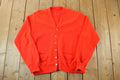 Vintage 1970s Red Knit Perfect Mild Distress Cardigan Sweater Made In USA